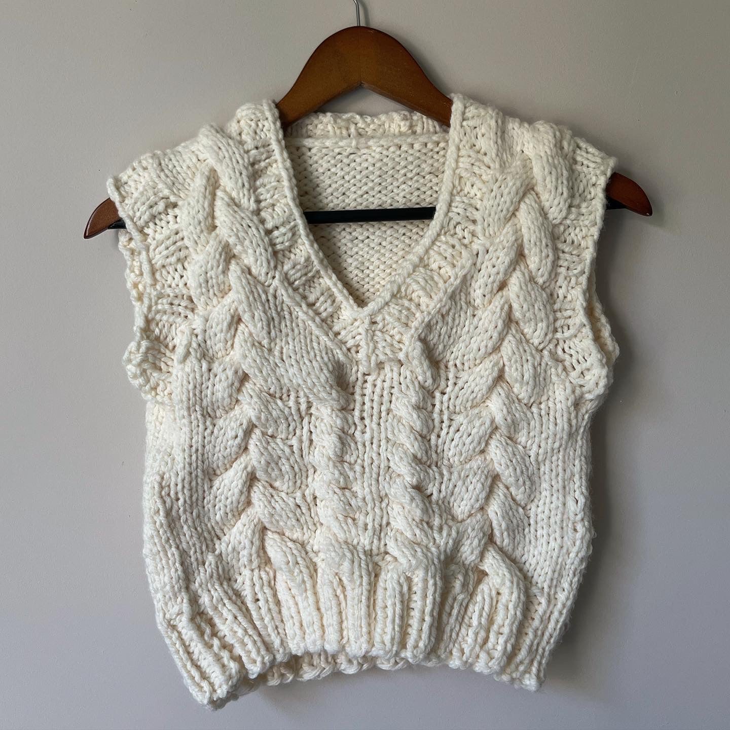 white cable twist sweater vest