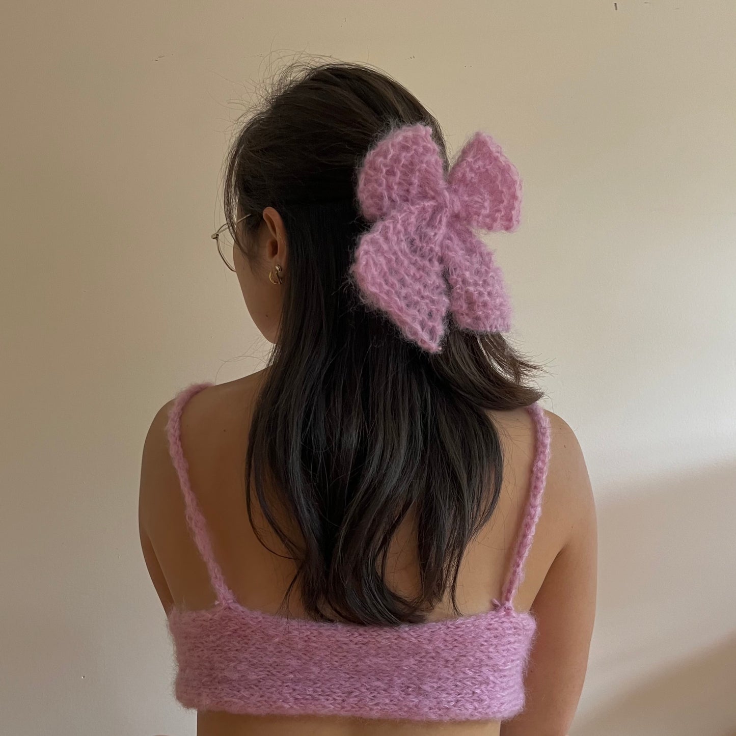 pink tie mohair bralette