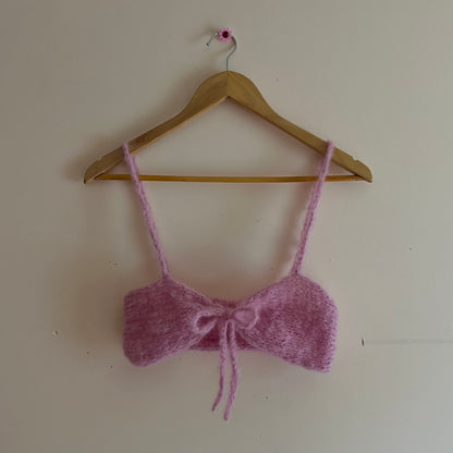 pink tie mohair bralette